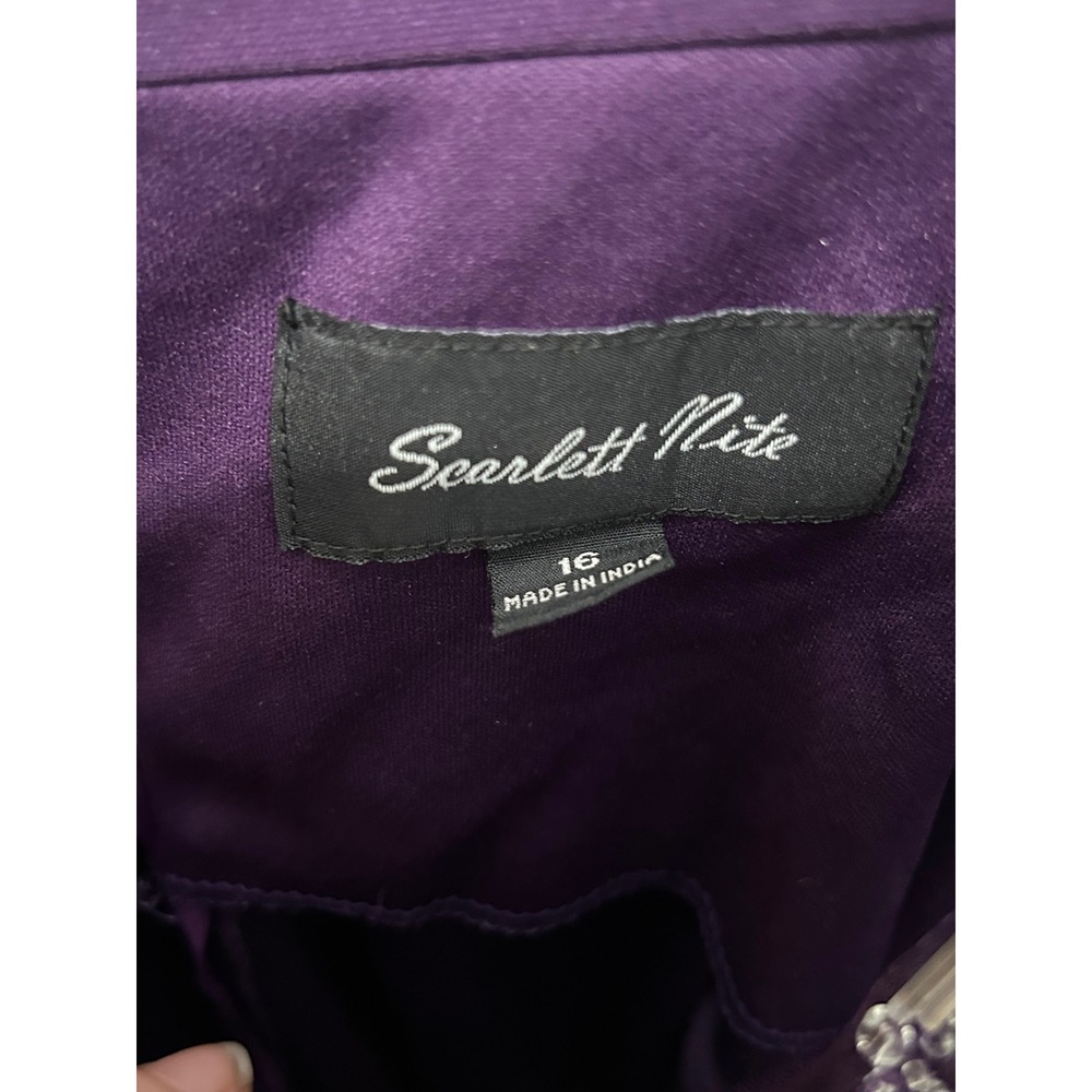 Scarlett Nite Purple Beaded Embellished Cocktail Dress Chiffon Draped Size 16 - Picture 2 of 4